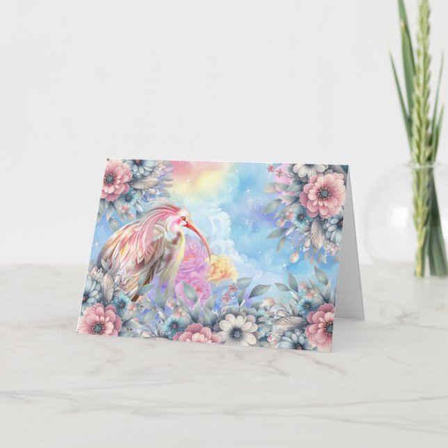 Elegante Tarjeta de Nota de Ave Pastel Floral Safa (Anverso)