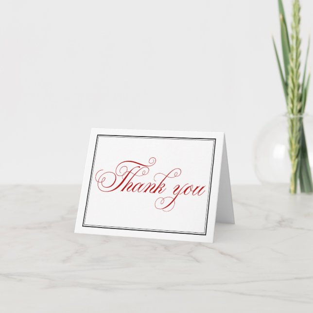 Elegante tarjeta de nota de escritura blanca roja (Anverso)
