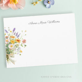 Elegante Tarjeta de Nota de Flor Silvestre Boho