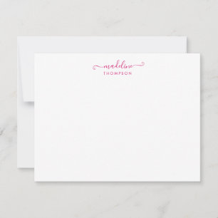 Elegante Tarjeta de Nota de Magenta de Guión Giral