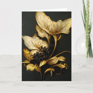 Elegante tarjeta de nota floral barroca negra y do
