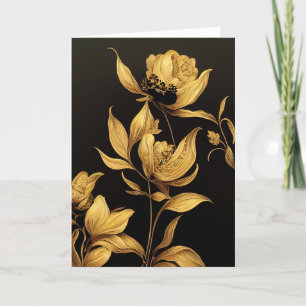 Elegante tarjeta de nota floral barroca negra y do