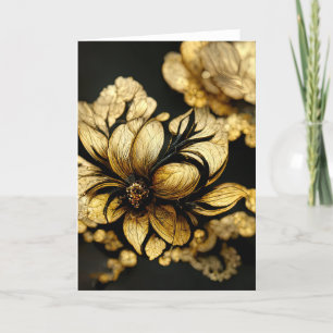 Elegante tarjeta de nota floral barroca negra y do