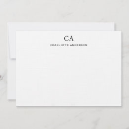 Elegante tarjeta de nota inicial de monograma mode
