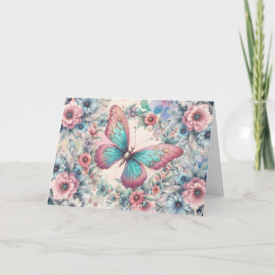 Elegante Tarjeta de Nota para Mariposa Floral Past