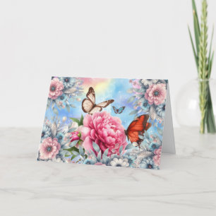 Elegante Tarjeta de Nota para Mariposa Floral Past