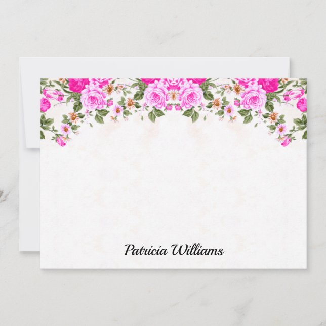 Elegante tarjeta de nota personalizada de rosas ro (Anverso)