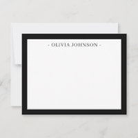 Elegante tarjeta de nota plana blanca de borde mod