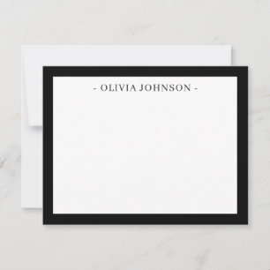 Elegante tarjeta de nota plana blanca de borde mod