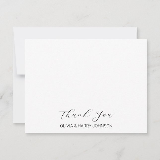 Elegante tarjeta de nota plana blanca de Wedding (Anverso)