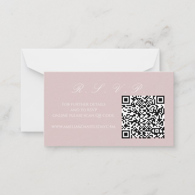 Elegante tarjeta de nota RSVP en línea suave rosa  (Anverso)