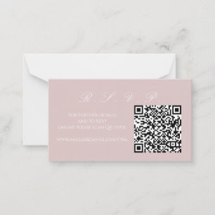 Elegante tarjeta de nota RSVP en línea suave rosa 
