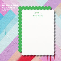 Elegante tarjeta de nota verde personalizada con a