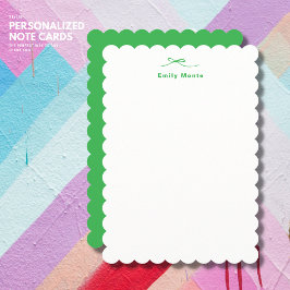 Elegante tarjeta de nota verde personalizada con a