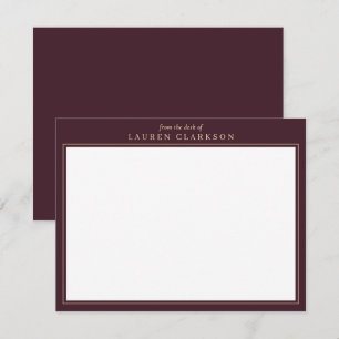 Elegante tarjeta de notas de Burgundy y Gold Stati