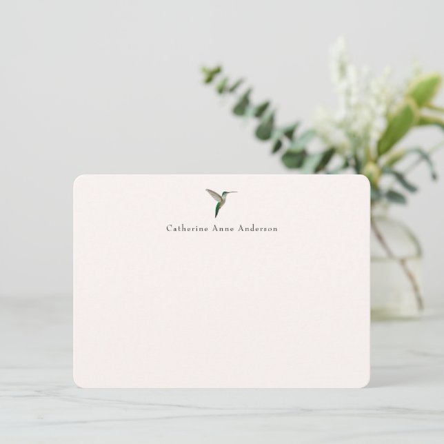 Elegante tarjeta de notas de Hummingbird (Anverso de pie)
