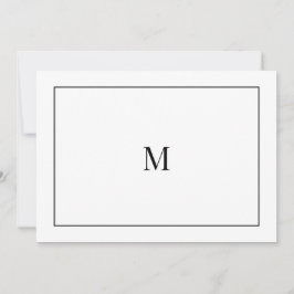 Elegante tarjeta de notas de Monograma Blanco y Ne