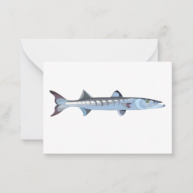 Elegante tarjeta de notas de pescado Barracuda (Anverso)