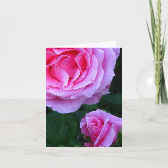 Elegante tarjeta de notas de rosas rosas (Anverso)
