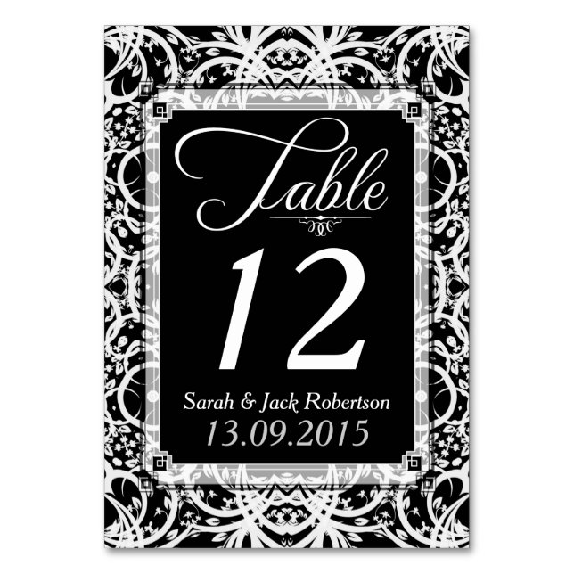 Elegante tarjeta de número de mesa Boda de encaje  (Anverso)
