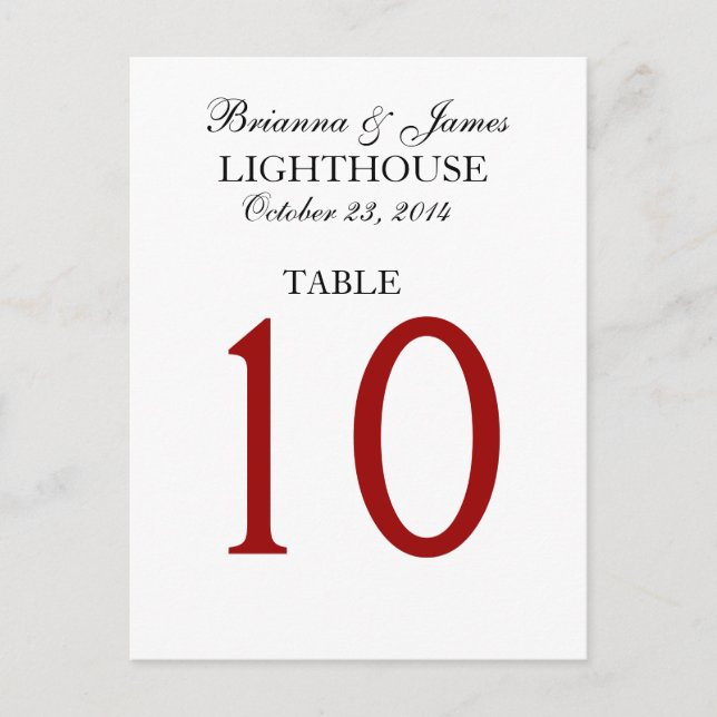 Elegante tarjeta de número de mesa de Boda blanco  (Anverso)