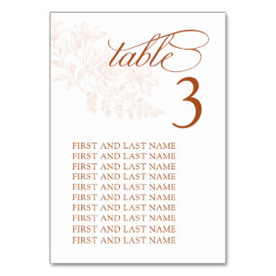 Elegante Tarjeta de número de mesa de Boda de Terr