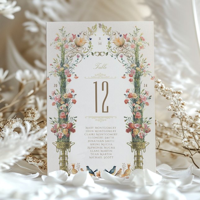 Elegante Tarjeta de número de mesa de Boda floral (Subido por el creador)