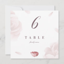Elegante Tarjeta de número de mesa de Boda floral