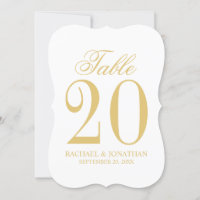 Elegante tarjeta de número de mesa de bodas de vin