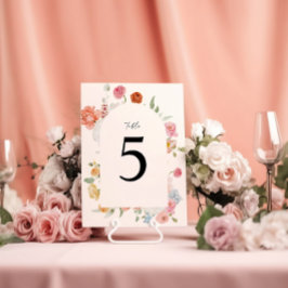 Elegante tarjeta de número de mesa de flores de pr