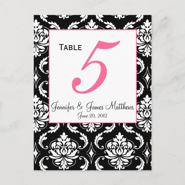 Elegante tarjeta de número de mesa de matrimonio d (Anverso)