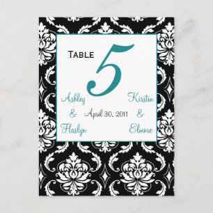 Elegante tarjeta de número de mesa de matrimonio D