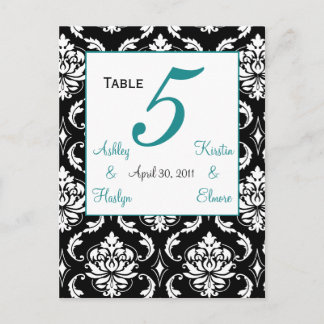 Elegante tarjeta de número de mesa de matrimonio D