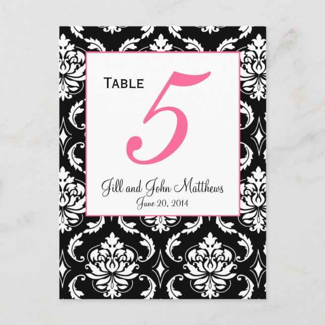 Elegante tarjeta de número de mesa de matrimonio d (Anverso)