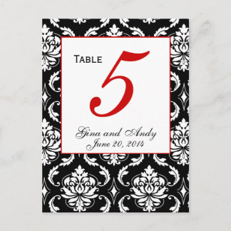 Elegante tarjeta de número de mesa de matrimonio d