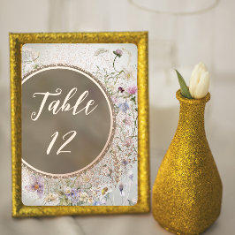 Elegante tarjeta de número de mesa de Relieve meta