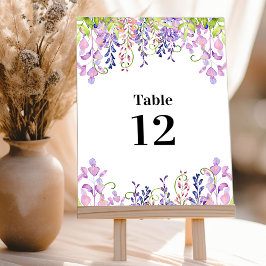 Elegante Tarjeta de número de mesa de Wisteria Púr