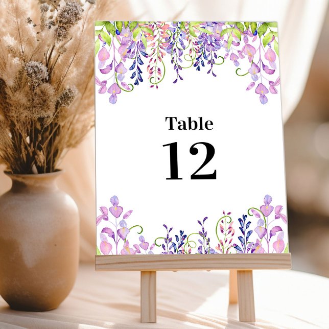 Elegante Tarjeta de número de mesa de Wisteria Púr (Table Number Cards from my Purple Wisteria Quinceanera Collection)