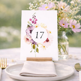 Elegante tarjeta de número de mesa floral