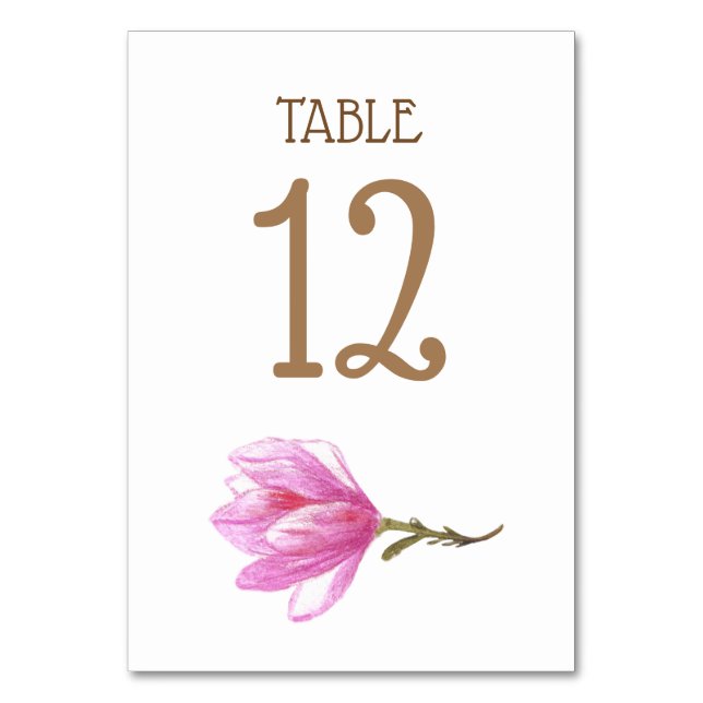 Elegante tarjeta de número de mesa floral (Anverso)