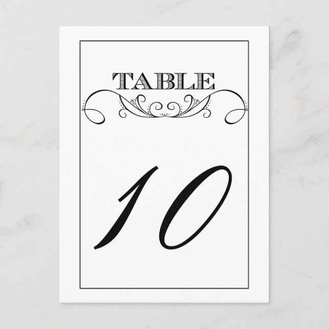 Elegante tarjeta de número de tabla de Boda de Swi (Anverso)