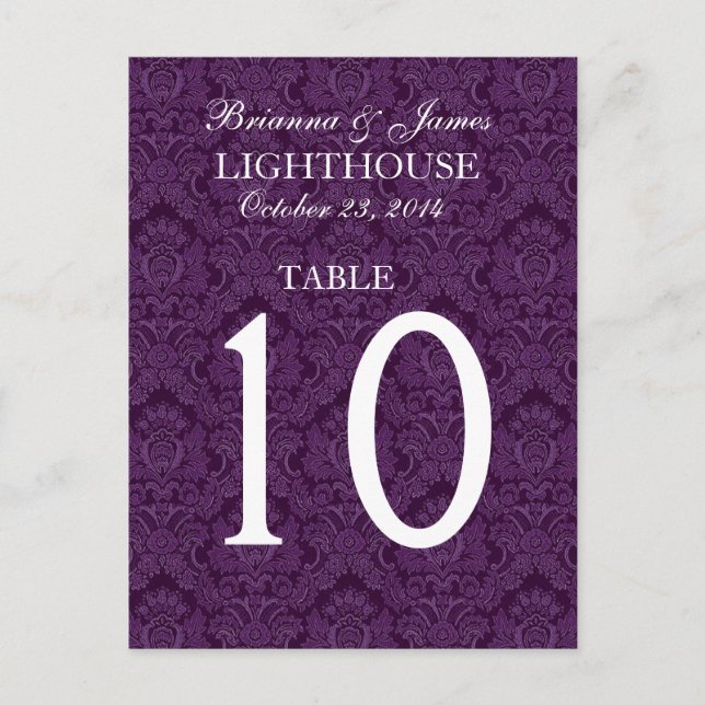 Elegante tarjeta de número de tabla de casamiento  (Anverso)