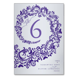 Elegante tarjeta de número de tabla de casamiento 