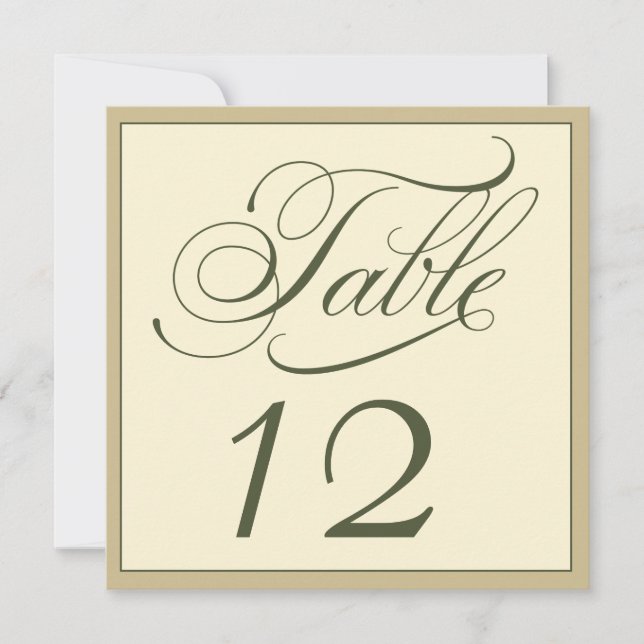 Elegante tarjeta de número de tabla de escritura c (Anverso)
