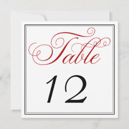 Elegante Tarjeta de número de tabla de guiones bla
