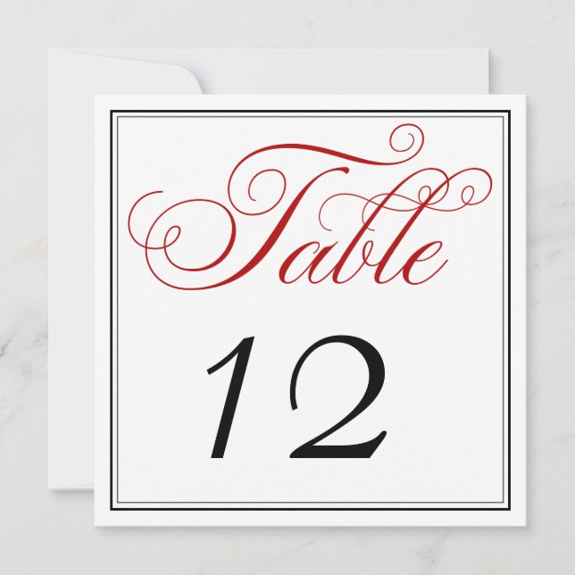 Elegante Tarjeta de número de tabla de guiones bla (Anverso)