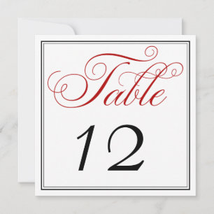 Elegante Tarjeta de número de tabla de guiones bla