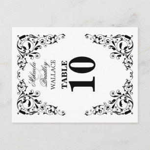 Elegante tarjeta de número de tabla de Swirls en b