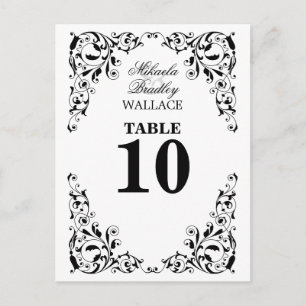 Elegante tarjeta de número de tabla de Swirls en b