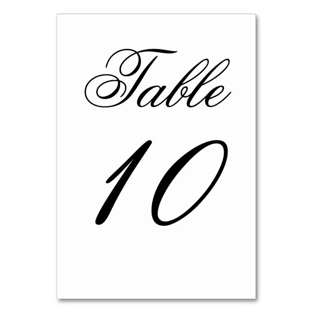 Elegante tarjeta de números de mesa en blanco y ne (Anverso)